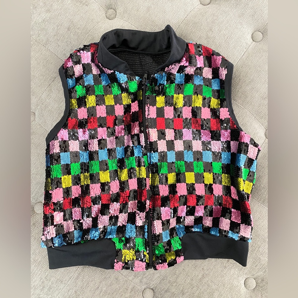 Weissman Multi Colored Sequined Vest Xlc - image 1